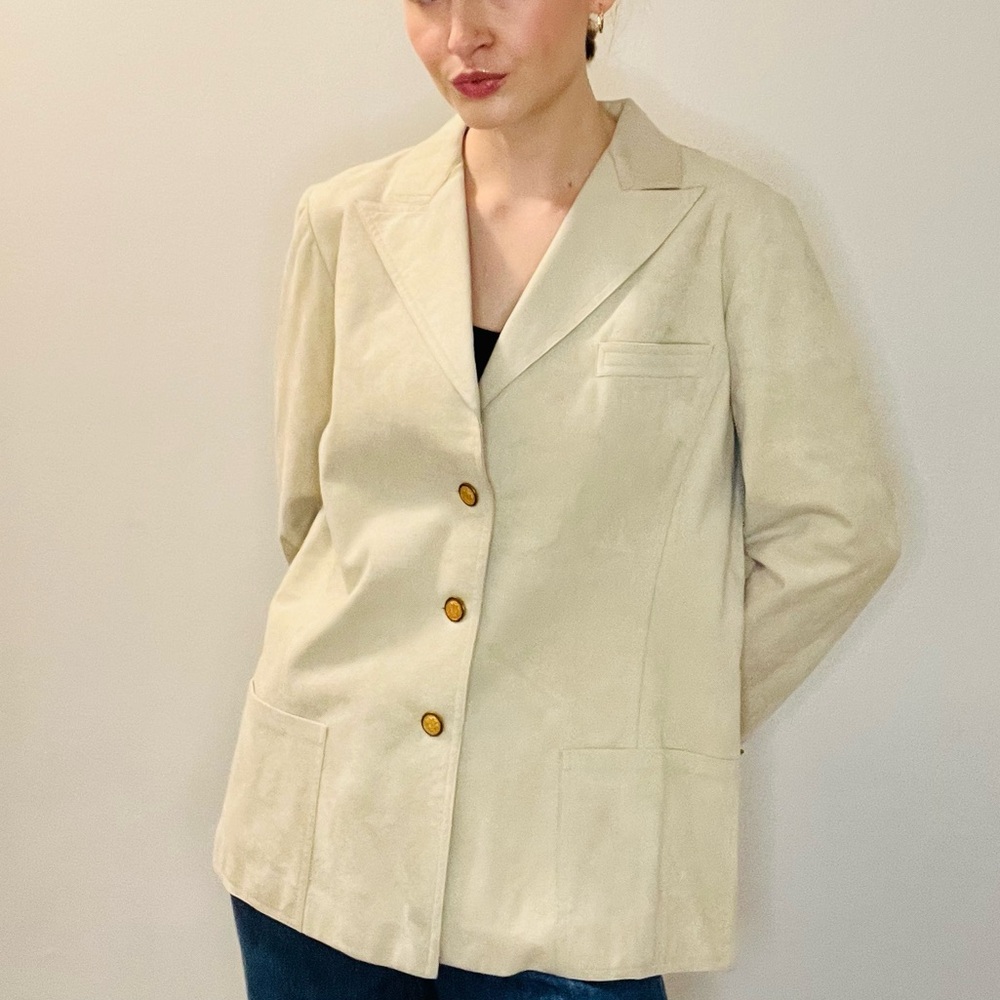 Vintage 1970s / 80s Abe Schrader Cream Suede Suit - image 2